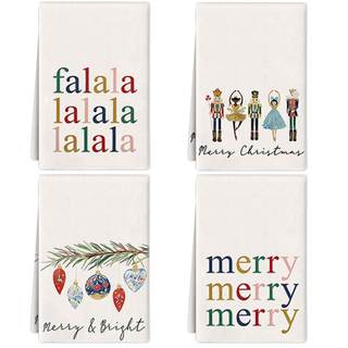 4PCS Christmas Kitchen Towels Dish Towel Xmas Nutcrackers Quick Drying Dish Cloth Hand…