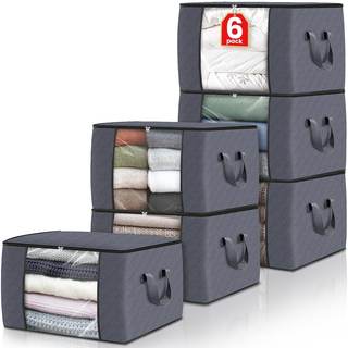 Fab totes 6 Pack Storage Bags for Clothes Blanket Storage Bins with Lids | Foldable…