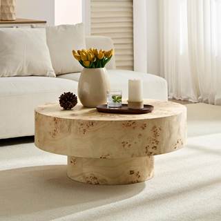 31.49'' Round Coffee Table Modern Wood Coffee Table for Living Room, Contemporary Circle…