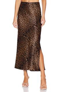 Womens Satin Silk Maxi Slit Skirt Elastic Waistband Leopard Print Maxi Long Satin Slit…