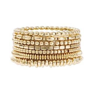 Gold Plated Beaded Bracelets for Women Trendy, 14K Gold Plated Stack Cross Pearl Bead…