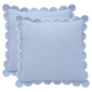 BEBE BASK Blue Scalloped Pillow Cover - Set of 2-18 x 18 Inch - Scallop Pillow Cover…