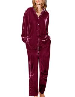 Ekouaer Velour Track Suits for Women Long Sleeve Pajama Set Casual 2 Piece Loungewear