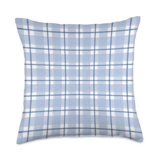 Light Blue and Blue Gingham Check Throw Pillow 18x18