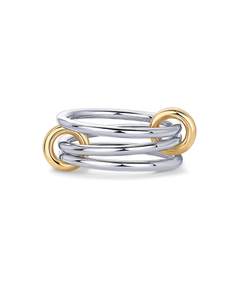 PAVOI 14K Gold Plated Interlocked Stackable Rings for Women - Statement Mixed Metals…