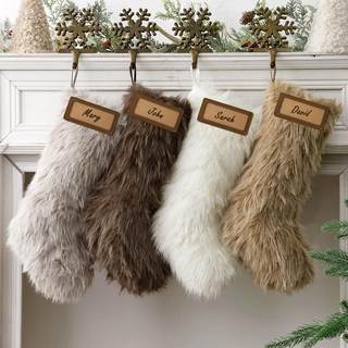 Personalized Christmas Stockings, 4 Pcs 18 Inch Neutral Luxury Thick Plush Faux Fur…