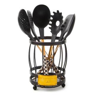 MACKENZIE-CHILDS Utensil Caddy Set, Black-and-White Courtly Check | Cutlery organizer…