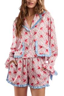 LILTWIST Cute Bow Pajamas for Women Silk Satin Y2k Floral Print 2 Piece Pjs Bow Tie Long…