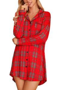 Samring Nightgowns for Women Long Sleeve Button Down Night Gown Sleepshirts | Classic…