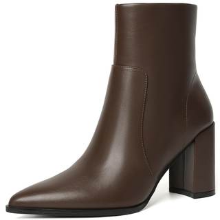 Susanny Ankle Boots for Women Chunky High Heel Warm Boot Mid Calf Chelsea Booties Leather…