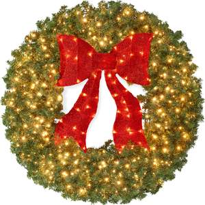 Best Choice Products 36in Large Artificial Pre-Lit Fir Christmas Wreath Holiday Accent…