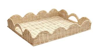 Scalloped Imitation Rattan Tray Basket,17"*13" Super Hard Rectangle Hand Woven Wicker…