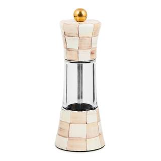 MACKENZIE-CHILDS Enamel Grinder, Brown-and-White Mocha Check | Hand-painted design…