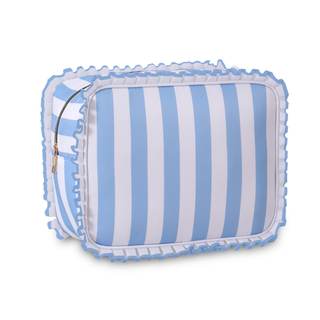 Stripe Ruffle Makeup Bag,Large Travel Cute Cosmetic Bag for Women Girls,Toiletry Bag Make…