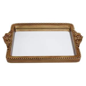 Hanna Roberts Vintage Gold Tray with Mirror Glass Base | Card Holder for Guests During…