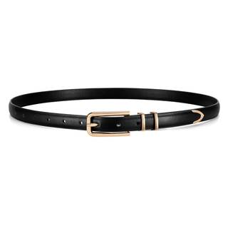 JASGOOD Women's Skinny PU Leather Belt Thin Waist Belt with Gold Buckle for Jeans Pants…