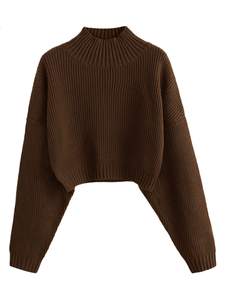ZAFUL Women's Cropped Turtleneck Sweater Lantern Sleeve Ribbed Knit Pullover Sweater…