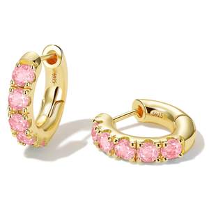 14k Gold Plated Small Hoop Earring for Women with Sterling Silver Post, Trendy Gold Pearl…