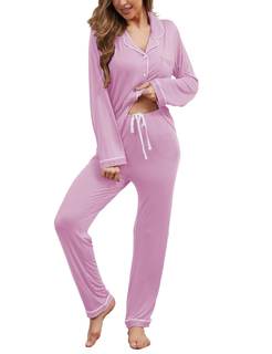 Pajama Sets Women Soft Long Sleeve Button Down Sleepwear Classic Ladies Pjs Lightweight…