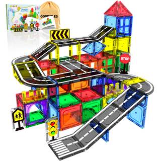Magnetic Tiles - Road Set, Magnetic Building Blocks, Preschool Montessori Toys Gift for…