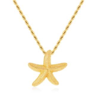 14K Gold Plated Starfish Pendant Necklace for Women Beach Jewelry | Chunky Big Beachy…