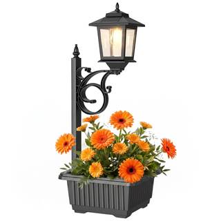 PASAMIC Solar Lamp Post with Planter, Large 11" Planter, 2 in 1 Outdoor Solar Planter…