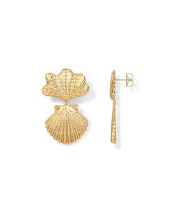 PAVOI 14K Gold Plated Dangle Sea Shell Earrings for Women - Statement Seashell Drop…