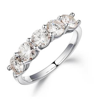SMILEST 5 Stone Moissanite Rings for Women, 2ct Brilliant Round Moissanite | 925 Sterling…