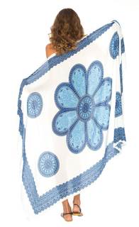 SHU-SHI Womens Beach Swimsuit Cover Up Flower Sarong Wrap with Coconut Clip One Size…