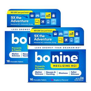 Bonine Non-Drowsy Meclizine HCl Motion Sickness Relief, 32 Ct. (2 Pack) | Meclizine HCL…