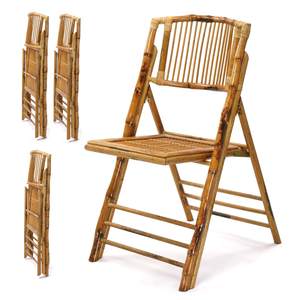 VINGLI Bamboo Folding Chair, Foldable Dining Wood Chairs Comfortable Seat for Outdoor &…