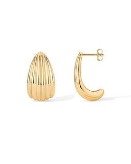 PAVOI 14K Gold Plated Chunky Vintage Earrings for Women - Trendy Textured Ribbed Knot…