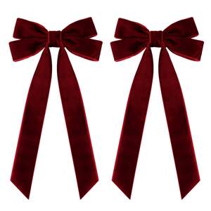 2PCS Velvet Hair Bows Red Hair Ribbon Clips Big Fall Alligator Clips Hair Accessories for…