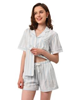 NAP BOUND 100% Cotton Pajamas for Women Sets 2 Pieces Pjs Button short sleeves with…