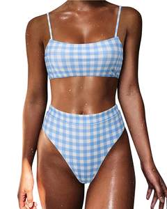 MOSHENGQI Women High Wasited Bikini Shoulder Strap 2 Piece High Cut String Swimsuits…