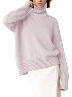 YKR Women's Turtleneck Sweater Chunky Long Sleeve Knitted Pullover High Low Hem Sweater…