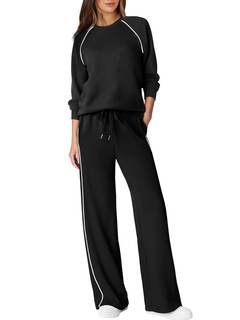 Sampeel Women 2 Piece Lounge Sets Sweatsuit Fall Outfits Matching Wide Leg pants Set…