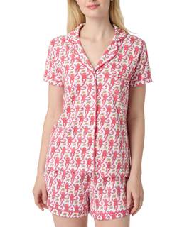 Women Y2k Pajamas Set Cute Preppy 2PCS Button Down Holiday Monkey Shorts Summer Outfit…