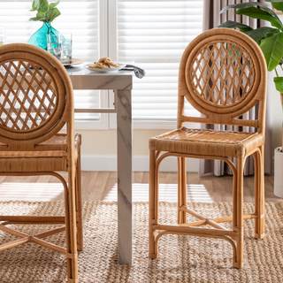 Bali & pari Oxford Natural Rattan Chair with Round Back-Handwoven Cane Accent Seating…