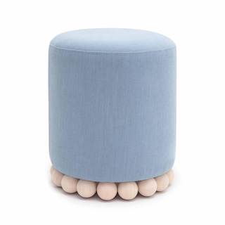 Tov Furniture Dex Faded Blue Upcycled Fabric Ottoman Faded Blue Recycled Fabric