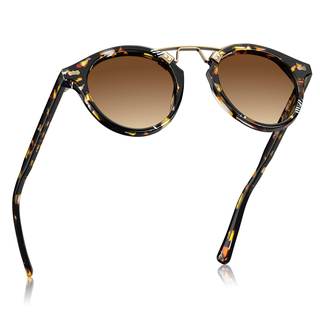 CARFIA Small Retro Double Bridge Women's Sunglasses Polarized Acetate Round | UV400…