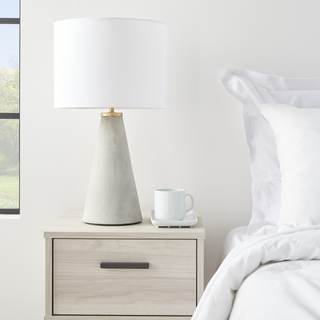 Nourison Home 22" Light Grey Natural Concrete Table Lamp, Modern, Industrial…