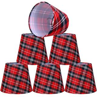 Baquler 6 Pcs Christmas Lamp Shades Set 5.91"W x 5.12"H Hardback Chandelier Shade Red…