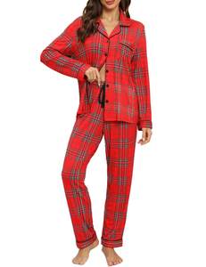 Senert Pajamas Set For Women Long Sleeve Sleepwear with Pocket Soft Button Down Shirt…