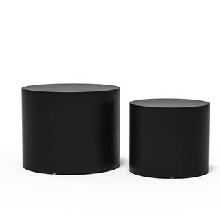 Round Coffee Table, Round Wood Barrel End Table Side Table for Living Room Bedroom Office…