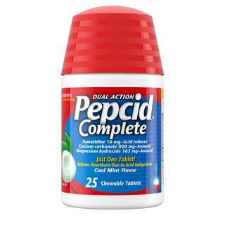 Pepcid Complete Acid Reducer + Antacid Chews, 10mg Famotidine, Mint, 25 Ct | Heartburn…