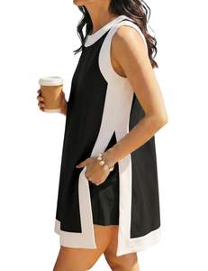 Hooever Women's 2 Piece Sets Casual Color Block Crewneck Short Sleeve Pullover Tops…