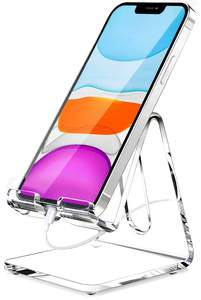 Crpich Acrylic Cell Phone Stand, Portable Clear Phone Stand for Desk, Compatible with…