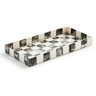 MACKENZIE-CHILDS Capiz Vanity Tray, Black-and-White Courtly Check | Handcrafted design…
