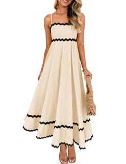 ZESICA Women's 2026 Summer Spaghetti Straps Midi Dress | Sleeveless Sundress, Backless…